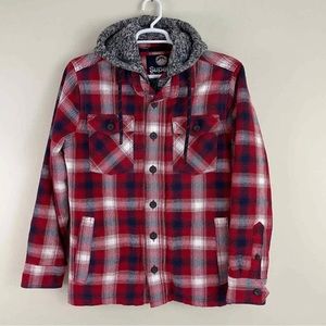 Superdry Everest Storm Hoodie Plaid Shirt Jacket Mens Size L Hoodie - nwt